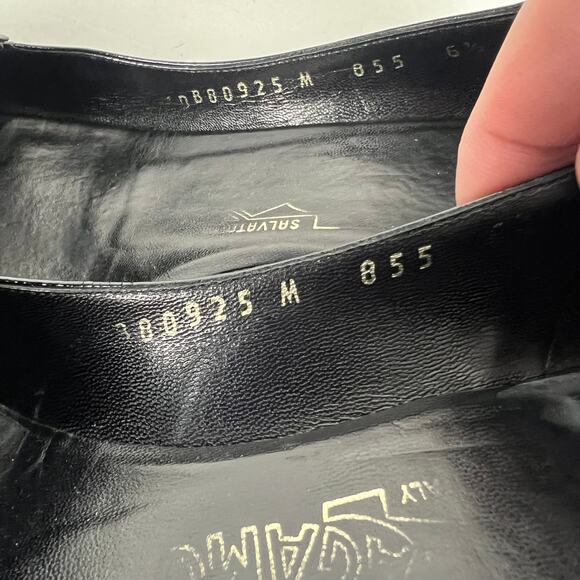 Ferragamo Leather Pumps Black Square Toe Heels Gold-Tone Horsebit Loafers 6.5 - Picture 9 of 10